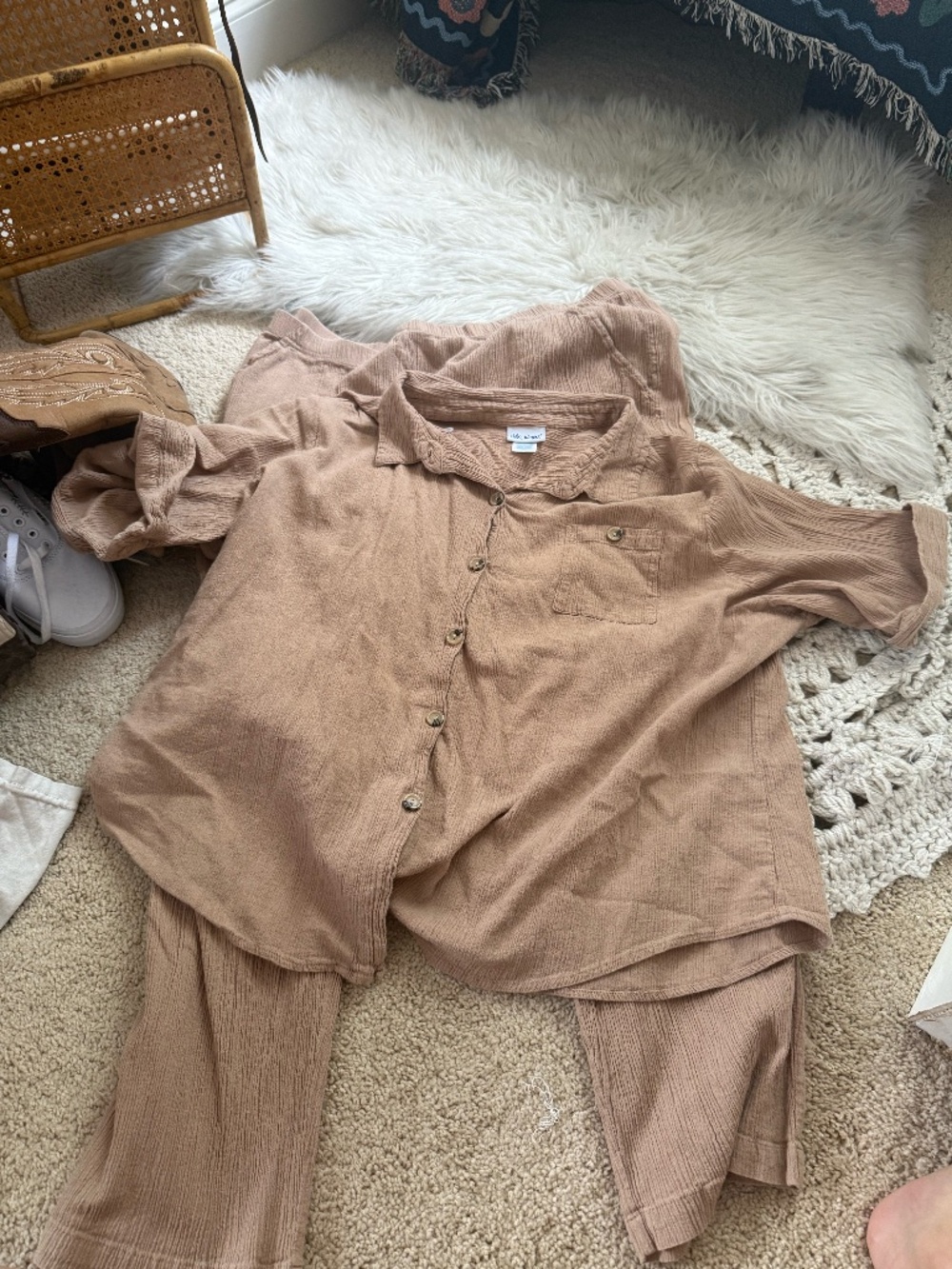 Vintage Vicki Wayne Matching Set 3X Cotton Button Down & Pants